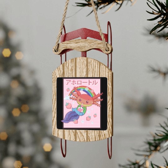 Kawaii Axolotl Strawberry Milk Gay Pride Sled Ornaments