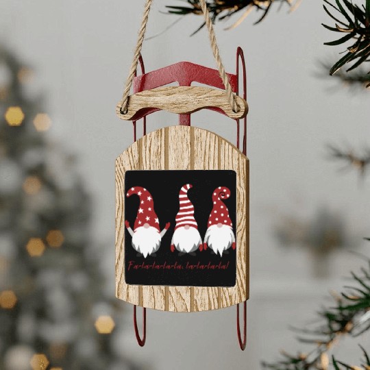 Three Christmas Dwarfs - Fa la la la la la la la Sled Ornaments