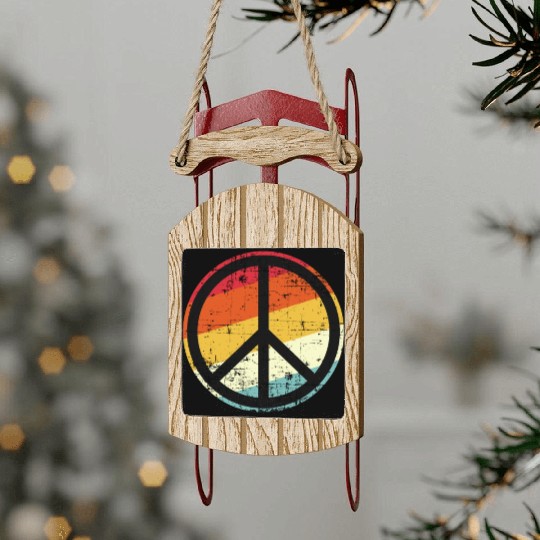 Retro Vintage Peace Sign Tolerance Sled Ornaments