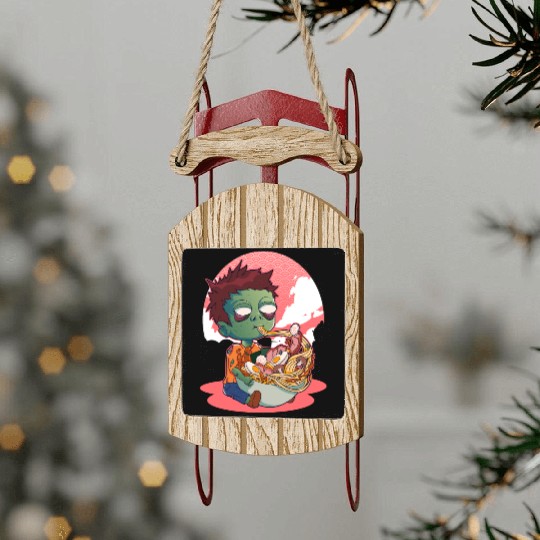 Halloween Zombie Ramen Japanese Food Lover Kawaii Sled Ornaments