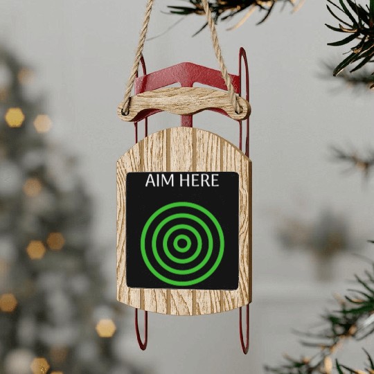 Aim Here Target Archery Bullseye Sled Ornaments