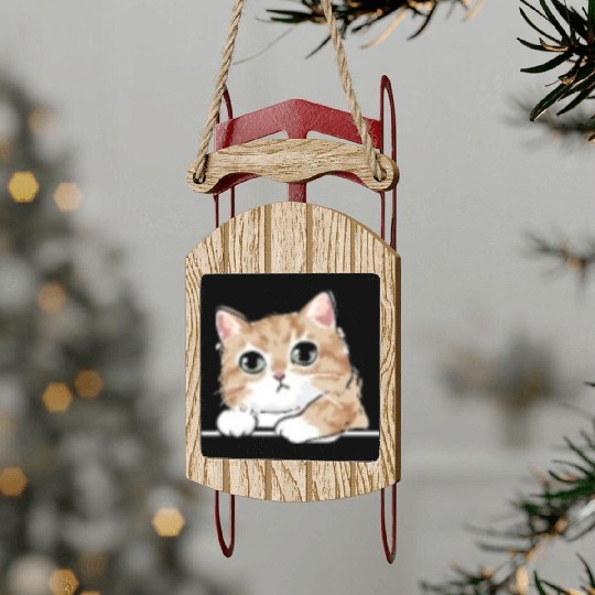 Cat Owner Cute Cat Lover I Cute Cat Sled Ornaments