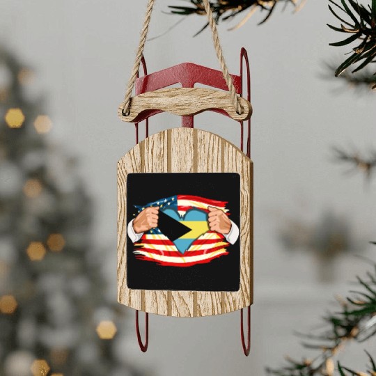 Bahamian Who Live in America Bahamas Flag Sled Ornaments