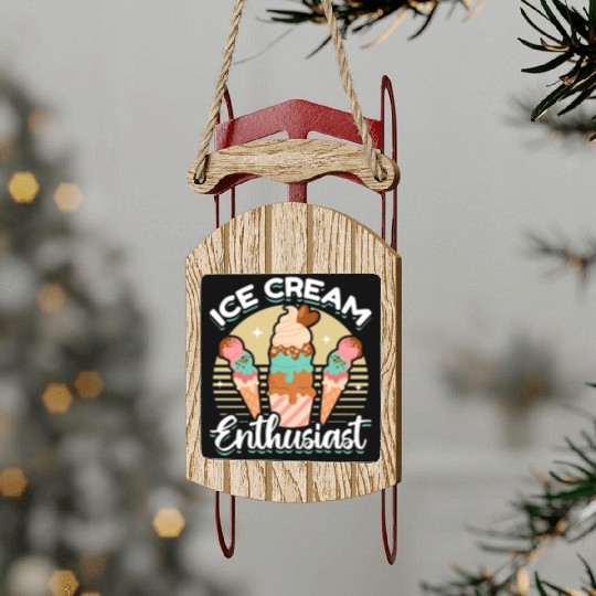 Kawaii Ice Cream Lover Sled Ornaments