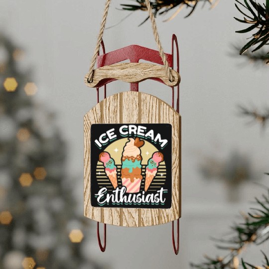 Kawaii Ice Cream Lover Sled Ornaments