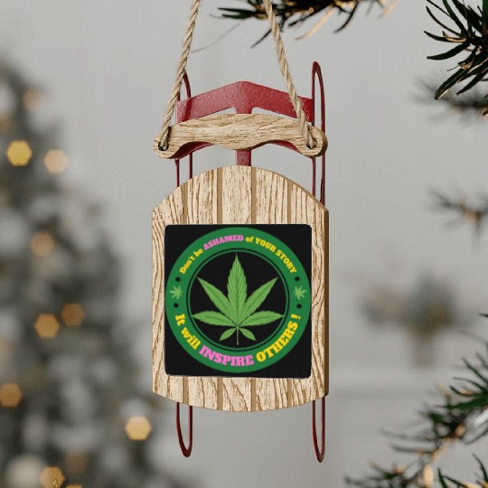 Drug Addiction Recovery AA Sober Sobriety Cannabis Sled Ornaments
