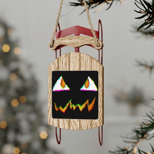 Jack O Lantern Face Glitch Sled Ornaments