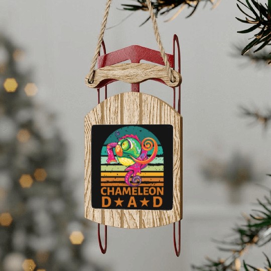 Chameleon Dad Sled Ornaments