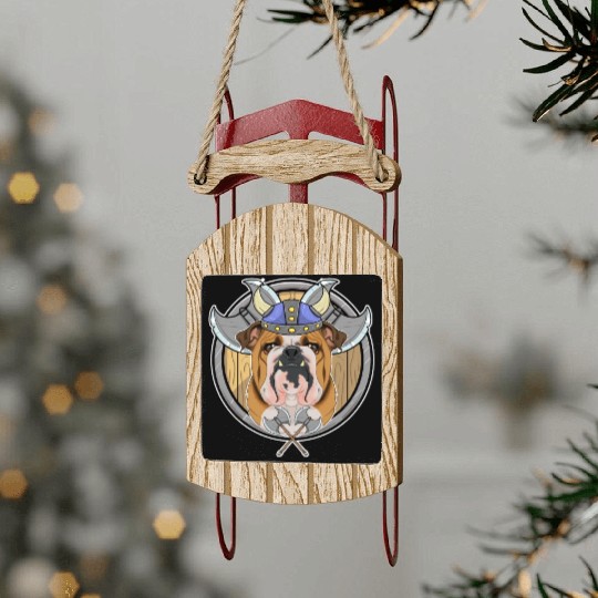 English Bulldog I Valhalla I Viking Sled Ornaments