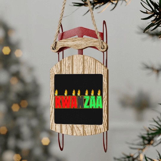 Afro American Candle Kinara Kwanzaa Sled Ornaments