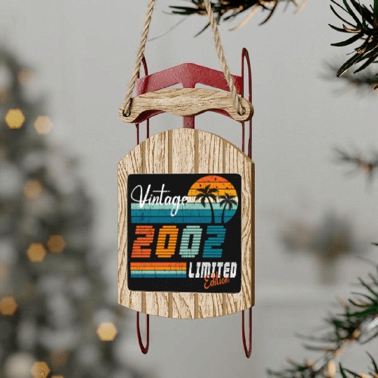 Original Vintage 2002 Vintage Retro Birthday Sled Ornaments