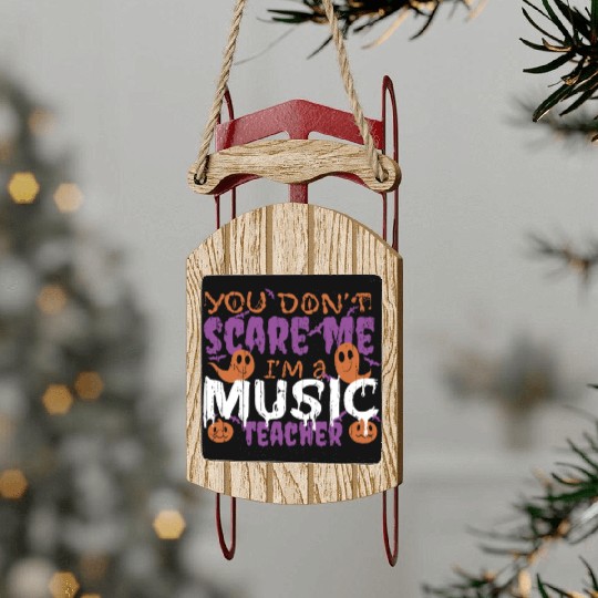 Ghost Pumpkin Music Teacher Halloween Sled Ornaments