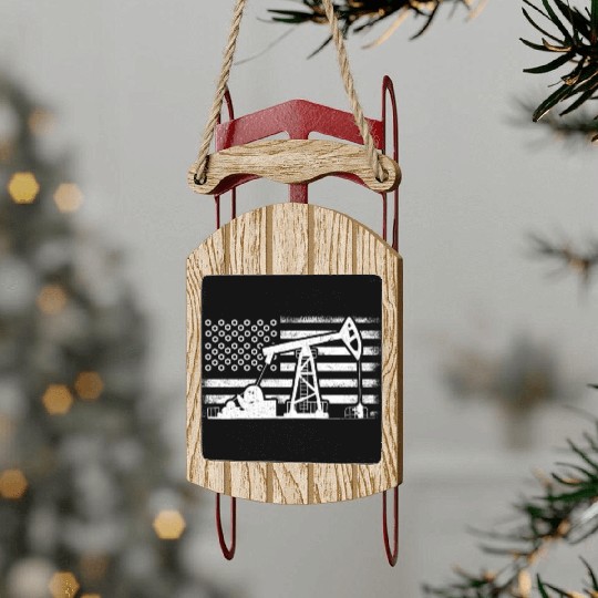 US Oil Field, Oil Field Worker Sled Ornaments