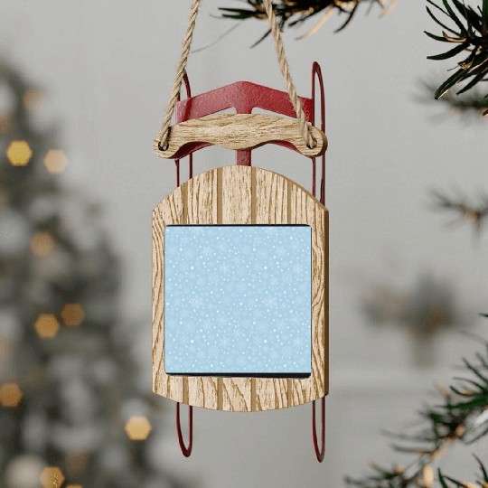 Light Blue Snowflakes Pattern Sled Ornaments