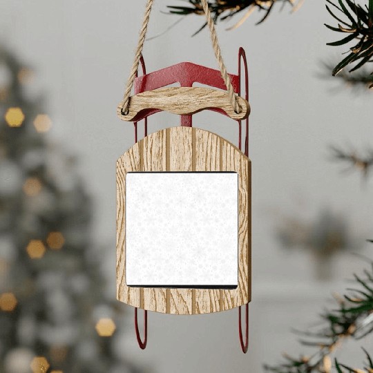 Modern Snowflakes Pattern White Silver Sled Ornaments