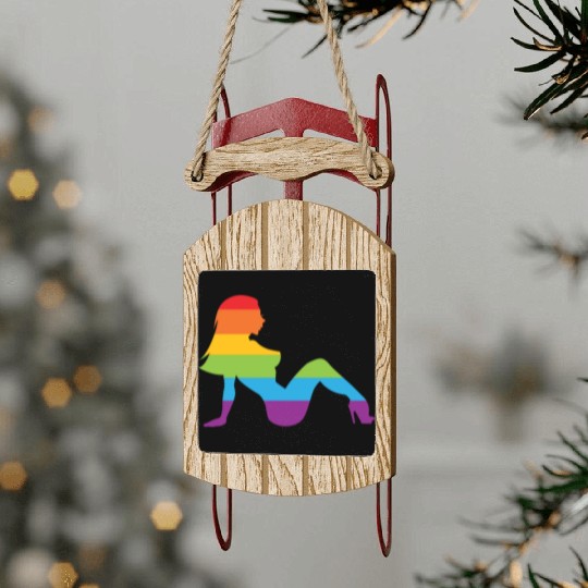 Sexy Retro Mudflap Girl Lesbian Pride LGBT Sled Ornaments