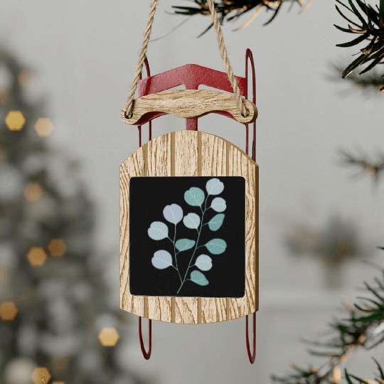 Eucalyptus evergreen design - natural plant leaves Sled Ornaments