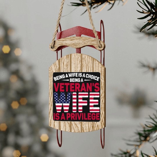 US Veteran's Wife Veterans Day Patriotic American Sled Ornaments