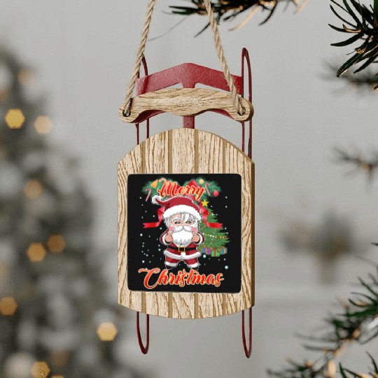 Merry Christmas K-Pop Style Santa Claus Sled Ornaments