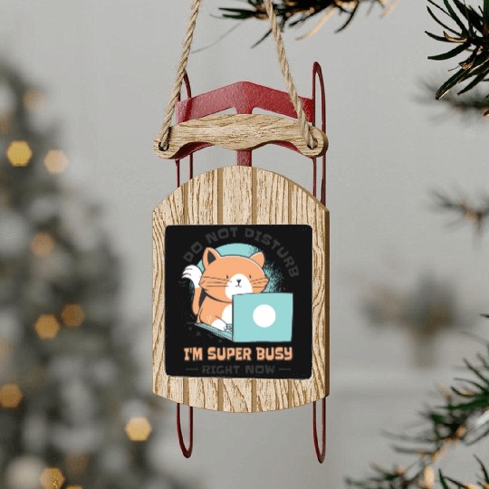 Working Busy Cat Employee Cat Owner Worker Sled Ornaments