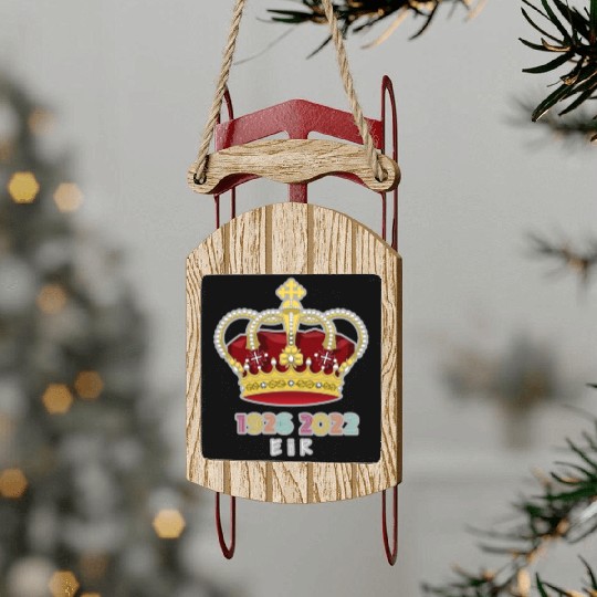 Queen Elizabeth II Royal Coat Emblem Monarch Crown Sled Ornaments