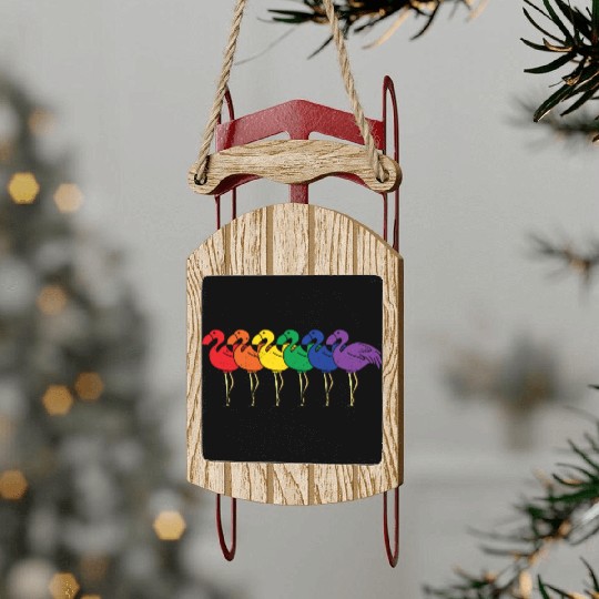 LGBT Flamingo Rainbow Gay Lesbian Pride Gift Sled Ornaments
