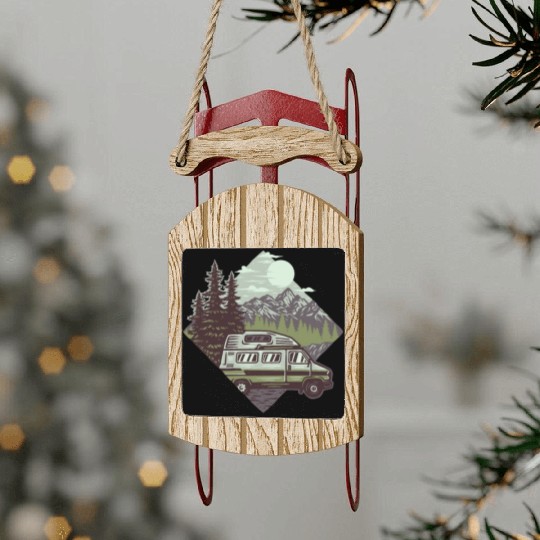 Camping Mountains Wilderness Sled Ornaments
