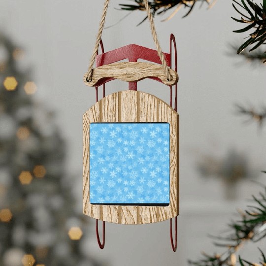 Pretty Light Blue Snowflakes Pattern Sled Ornaments