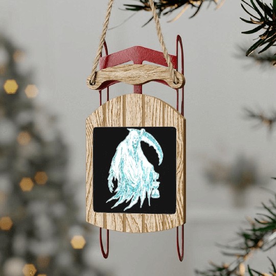 Funny Haloween Green Grim Reaper Costume Sled Ornaments