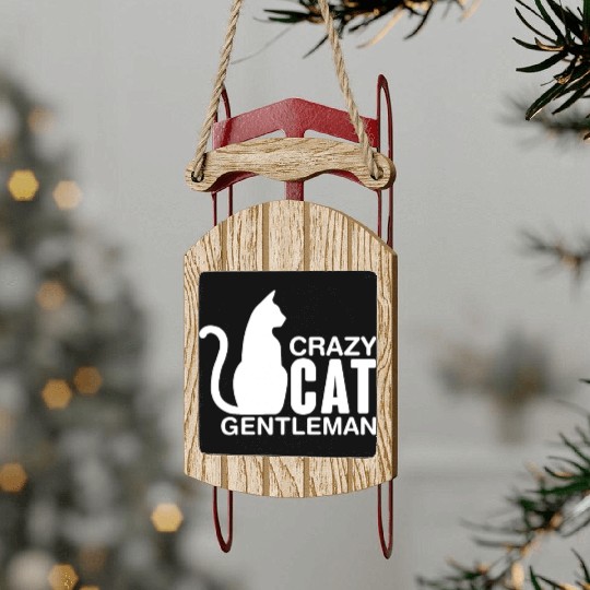 Crazy Cat Gentleman Sled Ornaments