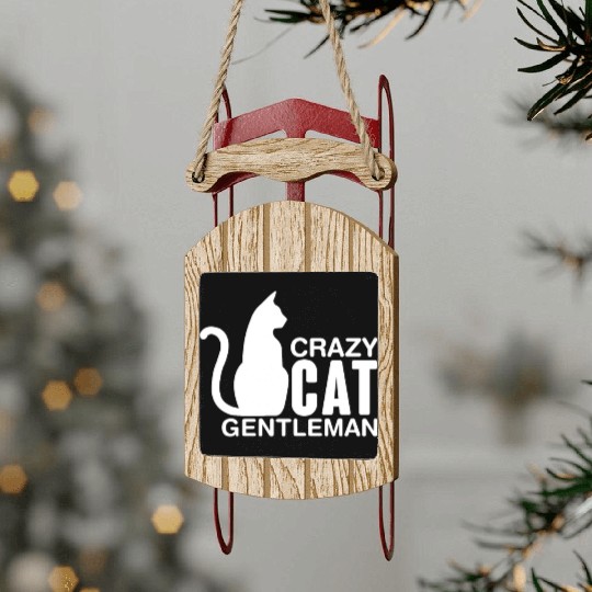 Crazy Cat Gentleman Sled Ornaments