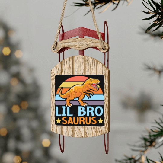 Lil Bro Saurus Best Bro Ever Brotherhood Dinosaur Sled Ornaments