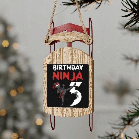 Birthday Party 5 Years Old Japanese Ninja Birthday Sled Ornaments