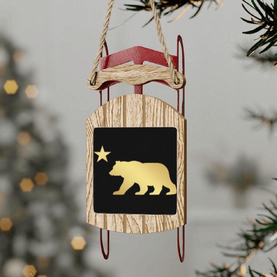 California Bear Sled Ornaments