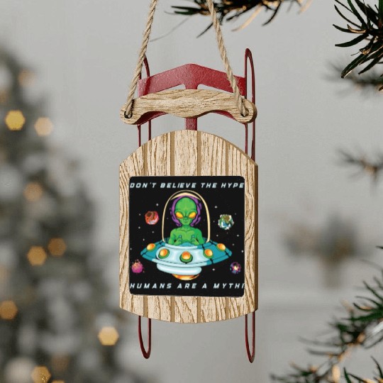 Alien Extraterrestrial Area 51 UFO Space Geek Gift Sled Ornaments