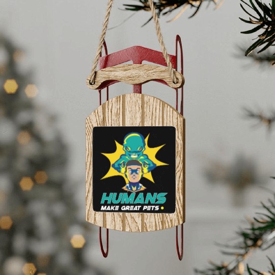 Alien Extraterrestrial Area 51 UFO Space Geek Gift Sled Ornaments