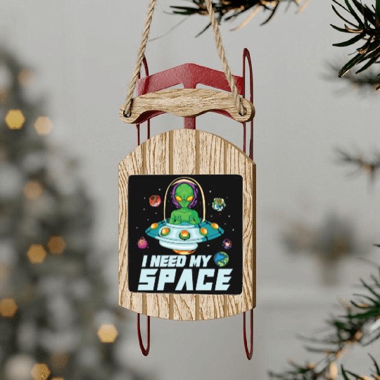 Alien Extraterrestrial Area 51 UFO Space Geek Gift Sled Ornaments