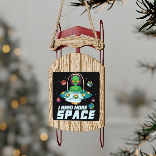 Alien Extraterrestrial Area 51 UFO Space Geek Gift Sled Ornaments