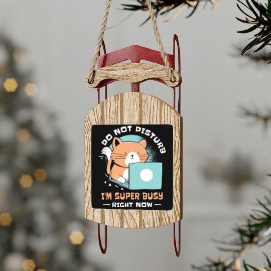 Working Busy Cat Employee Cat Owner Worker Sled Ornaments