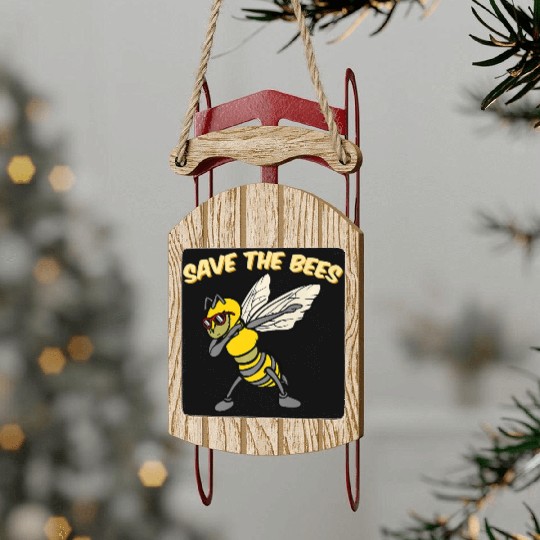 Save The Bees Sled Ornaments Dabbing Bumblebee Bee Earth Pl