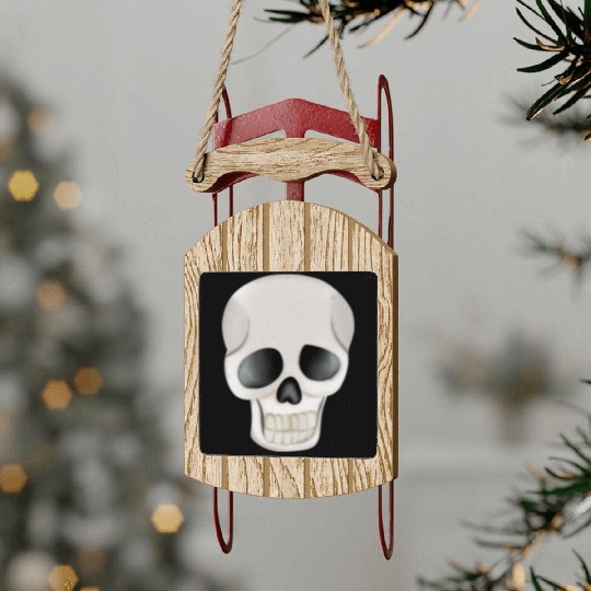Happy Halloween Skull Sled Ornaments
