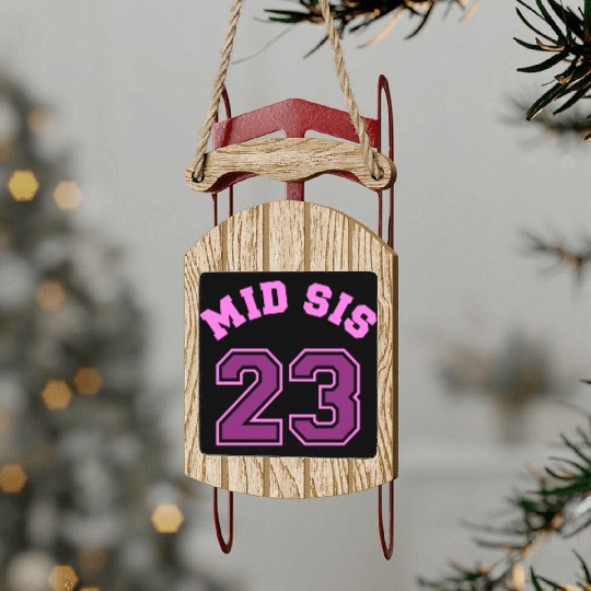 Mid Sis 2023 Middle Sister Baby Birth Child Sled Ornaments