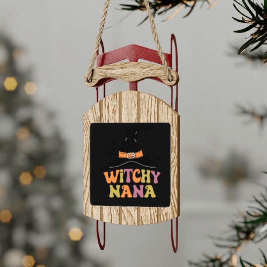 Witchy Mama Halloween Grandma Sled Ornaments