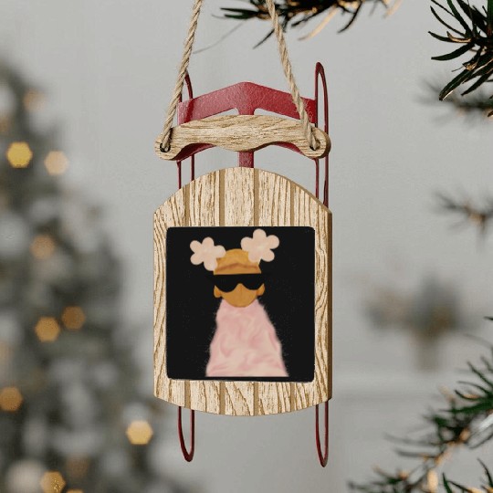 Pale pink sweater pale pink flowers Sled Ornaments