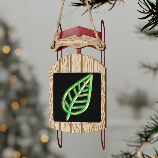 leaf green icon nature Sled Ornaments