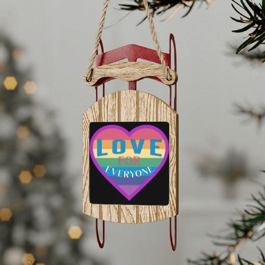 Heart rainbow unisex love for everyone Sled Ornaments