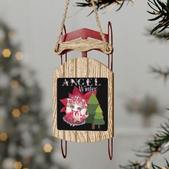 Winter Angel Christmas Tree Poinsettia Sled Ornaments