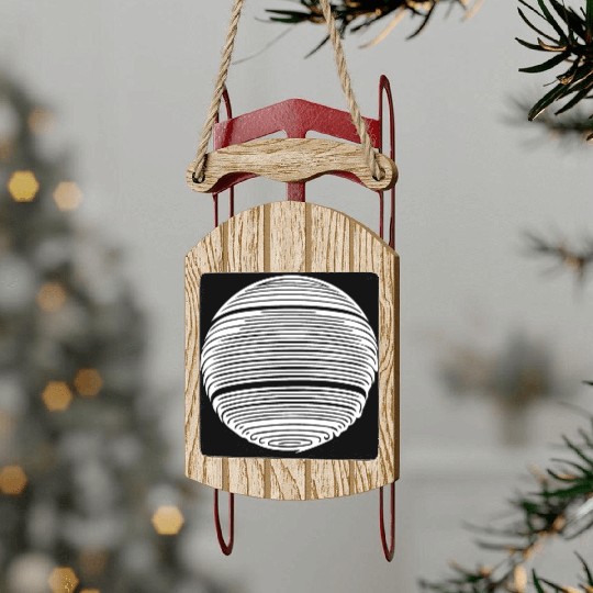 Geometric Planet Sphere With Stripes Sled Ornaments