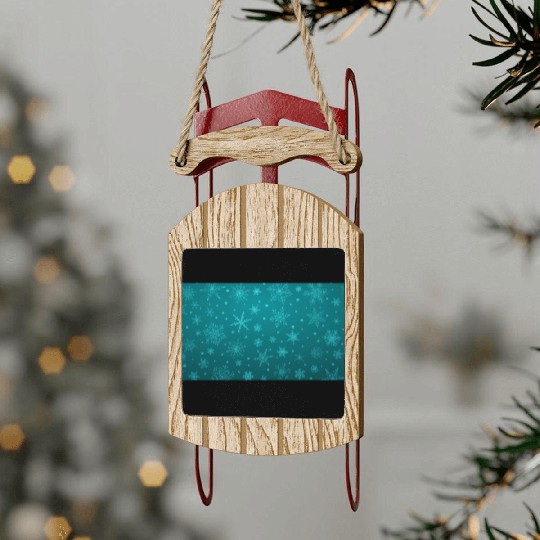 Teal Snowflakes Christmas Pattern Sled Ornaments