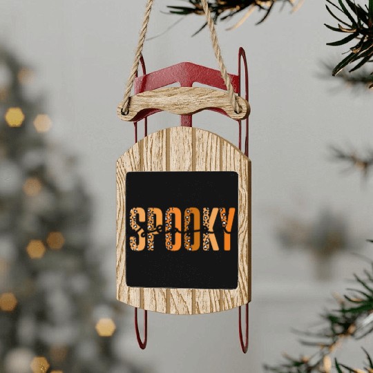 Spooky Season Halloween Leopard Sled Ornaments